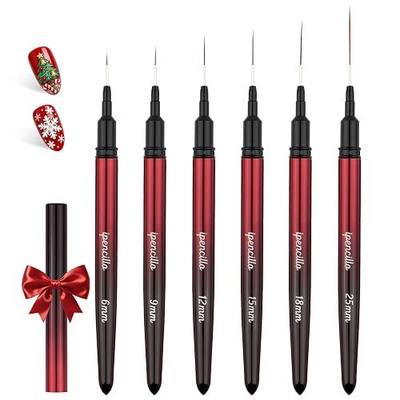 Nail Art Brushes, Nail Liner Brushes, 6Pcs Fine Nail Art Brushes | Nail Design for Nail Art Lines, Thin Details, Liner Brushes for Nails Gel Polish Painting Sizes 6/9/12/15/18/25 mm, Black