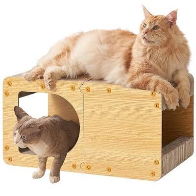 EHEYCIGA Cardboard Cat Scratcher House, 23-Inch Corrugated Cat Scratcher for Indoor Cats, Extra Large Scratching Board Pad, Brown