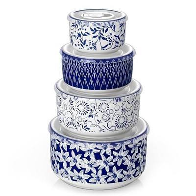 vancasso Ceramic Nesting Bowls with Lids Set of 4, Serving Bowls for Food Storage, Prep Bowl, Ceramic Bowl for Kitchen, Microwave & Dishwasher Safe, 60+36+20+10 Oz, Series SELENE