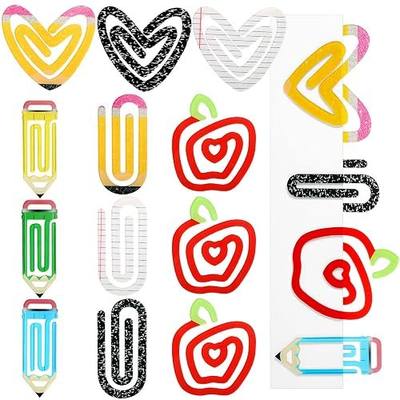 AmazingSpark 12 Pcs Back to School Jumbo Teacher Acrylic Paper Clips 4 Inch Paperclip Bookmark Set Teacher Appreciation Gifts Back to School Office Classroom Party Supplies