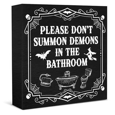 Gothic Bathroom Decor Please Do Not Summon Demons in the Bathroom Spooky Wooden Box Sign Gothic Witchy Home Decor
