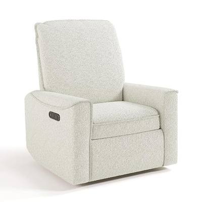 Storkcraft Santos Power Recliner Swivel Glider, Ivory Boucle | Premium Electronic Power Recliner for Nursery, Includes Dual-USB Charging Port with USB-A & USB-C, Glider Rocking Chair