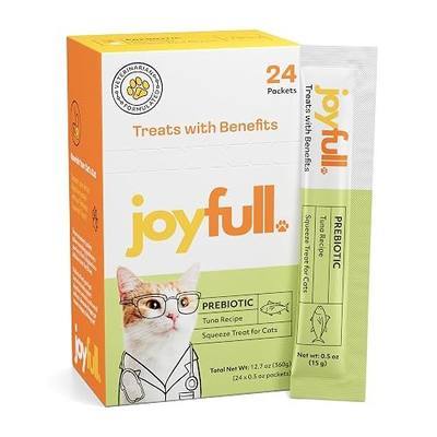 Joyfull Lickable Cat Treats with Prebiotics – Wild-Caught Tuna Squeeze Treats – Supports Digestive Health – 24 Tubes (0.5 oz Each)