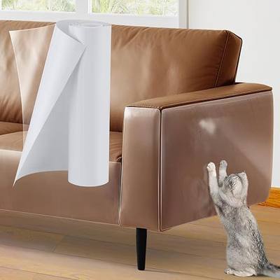 Acostop 12"x136" Cuttable Cat Scratch Furniture Protector for Leather Couch | Transparent Easy to Remove Anti-Scratch Couch Protector from Cat, No Pins