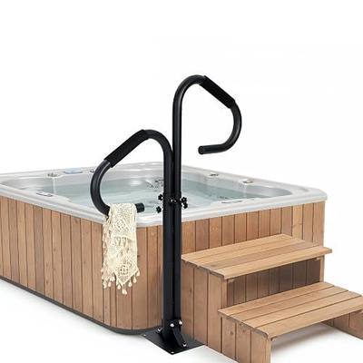 Hot Tub Handrail, 38-62'' Adjustable Spa Handrail with 360° Rotating Dual Handles, Two Way Safety Grab Rail for Hot Tub Steps & Stairs, Entry & Exit Assist, Slip-in Base, Rust-Proof Carbon Steel