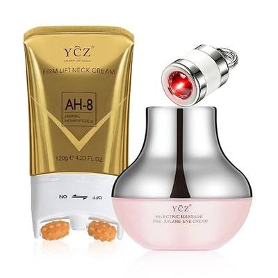 Ycz AH-8 Neck Firming Cream and Red-Glow Electric Eye Cream Set, 5.99 Fl Oz | Roller Massage Design, High-Frequency Massage Head, Anti-Aging, Wrinkle Reduction, Fade Eye Bags and Dark Circles