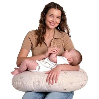 Little Grape Land Muslin Nursing Pillow, Soft 100% Cotton Breastfeeding Pillow with Breathable Cotton Removable Cover, Fog Flower Breast Feeding Pillows for Babies 0-12 Months (Fog Flower)