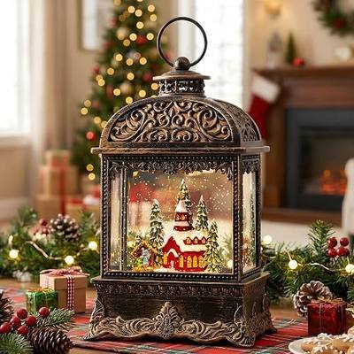 Christmas Snow Globe Water Lantern with Horse Drawn Carriage Christmas Scene Battery Operated or USB Powered Musical Lighted Holiday Decoration for Tabletop Display for Family