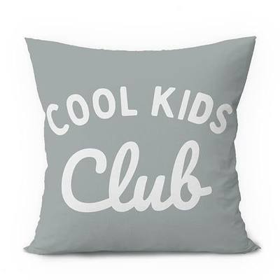 Boys Girls Room Decor, Cool Kids Club Pillow Cover 18x18, Preppy Grey Decorative Throw Pillow Case for Toddler Kids Bedroom Playroom Nursery