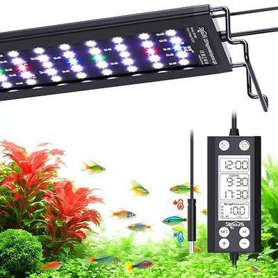 SEAOURA WRGB DIY LED Aquarium Light with Thermometer for 24-30in Fish Tank | high PAR full spectrum, 9 colors+20 dimming, 3 timers+memory, temp alarm, adjustable bracket, aluminum shell, SR-659