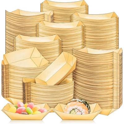 500 Pack 1/4Lb Paper Food Boat Trays Disposable Small Paper Boats Plates Containers, 0.25Lb Mini Kraft Food Serving Tray Boat Basket Bowl for Snack Fries Dessert Popcorn Sauce BBQ Tacos Nacho