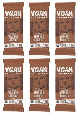 VGAN Vegan Chocolate Bars, Gluten Free Snacks, Plant Based, Soy and Dairy Free, Organic Ingredients, Cruelty Free, Kosher, and Non GMO, Milk Chocolates, 6 Pack