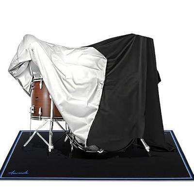 Aucuda Drum Set Covers Waterproof with Fix Strap Compatible with Drum Rug Mat Outdoor, 8x9.5 ft Extra Large 420D Oxford Thin Cover for Electric Drum Kit, Lightweight, Apartment, Garage, Summer.
