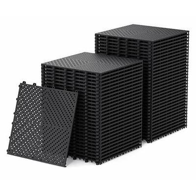 Jocoevol 60-Pcs Interlocking Tile, Indoor/Outdoor Drainage Interlocking Floor Tiles 11.8" x 11.8", Anti-Slip Waterproof Soft PVC Splicing Flooring Tile for Garage Patio Pool Bathroom, Black