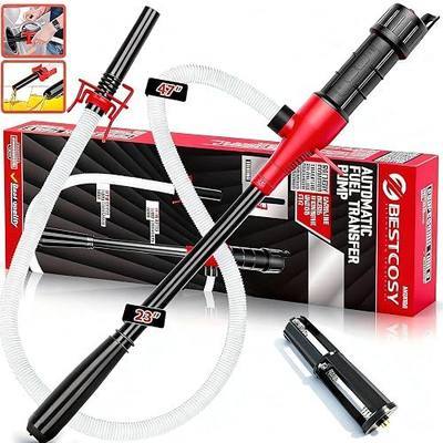 Portable Transfer Pump Battery Operated Electric Siphon Pump for Gas, Fuel, Diesel, Water Transfer 2.4 GPM Flow Oil Extractor, 47" Hose-Easy to Use Hand Fuel Pump, Multi-Use Siphon Transfer Pump(Red)
