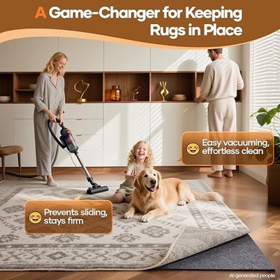 Veken Non Slip Cushioned Rug Pad Gripper 2 x 4 Ft, Felt and Silicone Backing, 1/8 inch Thick, Carpet Liner Protector Mat for Area Rugs and Hardwood Floors, Keep Rugs Safe and in Place