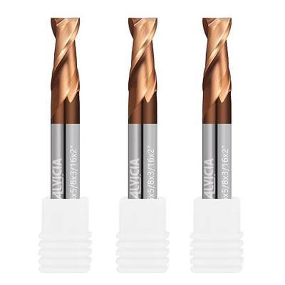 3pcs 3/16" Carbide Square End Mill 2 Flutes Micro Grain Milling Cutter HRC55 TiSIN Coating Endmills for Alloy Steels/Hardened Steels