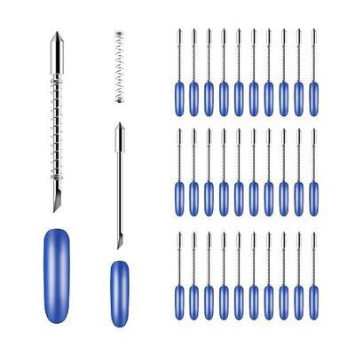 30 PCS 60 Degree Deep Cut Blades, Replacement Lettering Blades with Springs Compatible with Graphtec Cutting Plotter-Cuts Chipboard, Leather, Fabric, Felt, Cork,Glitter Vinyl,Wood