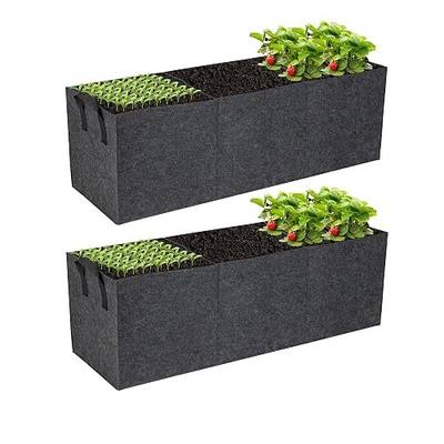 2-Pack 3 Grid Fabric Raised Garden Bed 22 Gallon, 3x1x1 FT Thickened Garden Grow Bags with Handles - Indoor Outdoor Planter Bags for Vegetables, Herbs, Flowers