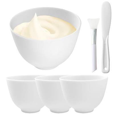 6Pcs Silicone Bowl, Silicone Facial Mask Bowl, DIY Face Mask Mixing Bowl for Home Salon Spa Face Skin Applicator Esthetician Supplies, White