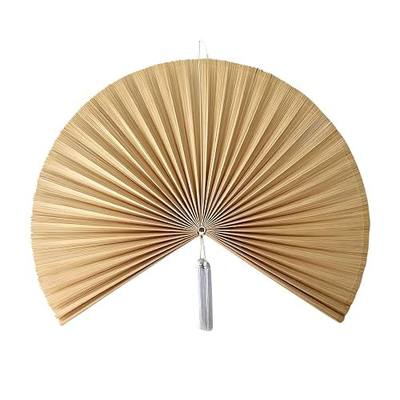 Chicvillage Boho Wall Decor 60", Bedroom Wall Decor for Above Bed, Aesthetic Wall Decor Bamboo Fan Art, Large Woven Headboard, Hook Included (Beige)
