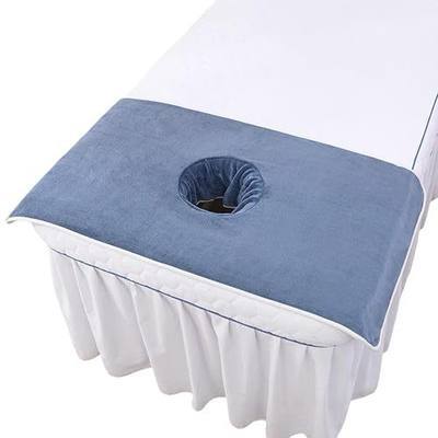 Massage Table Cover Towel with Face Cradle Hole, Premium Fitted Sheet with Locked Edges (Light Blue)