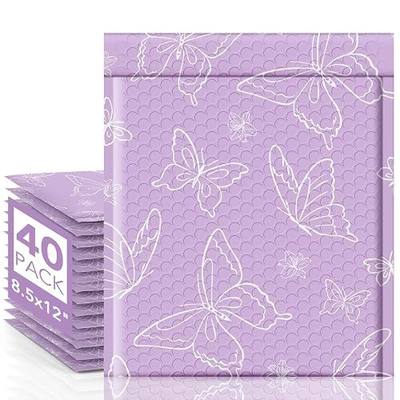Metronic Cute Design Bubble Mailers 8.5x12 Inch 40 Pack Purple Butterfly | Usable Size 8.5x11 Waterproof Padded Envelopes for Small Business, Cushioning Bubble Bags, Shipping Envelopes for Gift, Books