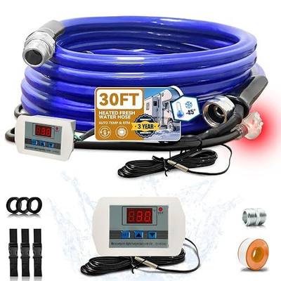 Cupohus Heated Water Hose for RV 30FT- Adjustable Temperature Control & Real-Time Monitor, Freeze Protection Down to -45℉ for Winter Camping, RV Travel, Outdoor Enthusiasts, 110-120V