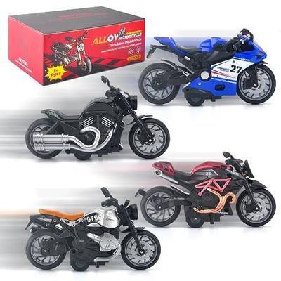 4-Pack Motorcycle Toys for Kids - Pull Back Toy Motorcycle with Sounds & Lights, 1:12 Scale Die Cast Friction Powered Toy Dirt Bike,Birthday Gifts for Toddler Boys Age 3 4 5 6 7 8 Year Old