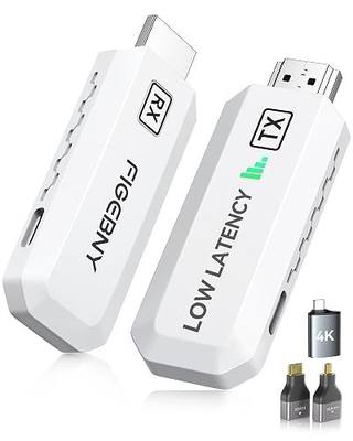Wireless HDMI Transmitter and Receiver 4K Decode 1080P Output Ultra Low Latency, Plug&Play 2.4G/5G Portable Extender, 165FT HD Display Adapter for TV Box/PC/Laptop/Projector/DV/Camera White