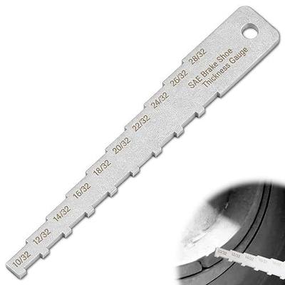 Zookpr Brake Pad Measuring Tool 32Nds Brake Pad Thickness Gauge Tool | 2-in-1 Technician Gauge for Brake Lining & Drum Wear, Stainless Steel Pocket Tech Labeled for Cars SUVs Trucks (10/32-28/32)