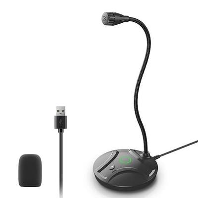 Plug & Play USB Computer Microphone, Flexible Gooseneck & Mute Button LED – Desktop Microphone for Gaming, YouTube, Streaming, Compatible with Windows/Mac (1.8m /6ft)