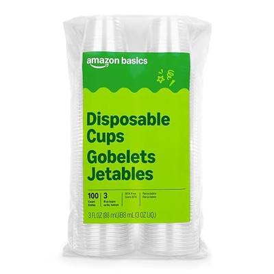 Amazon Basics Mini Disposable Clear Plastic Cups, 3oz, 100 Count
