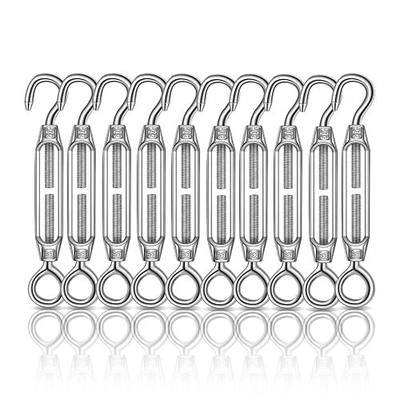 10 Pack M5 Turnbuckle Hook and Eye, 304 Stainless Steel | Heavy Duty Tensioners for Wire Ropes Cables Sun Adjustable Shade Sails Railings Tents Hardware Hanging DIY String Lights