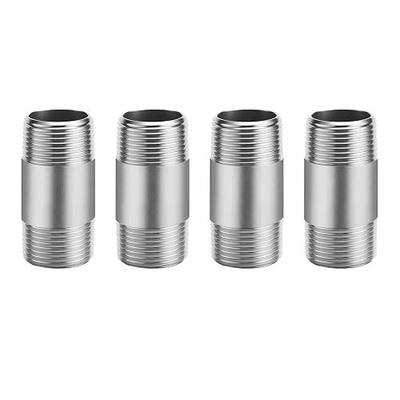 1/2"x2" 304 Stainless Steel Pipe, 1/2" NPTx 1/2" NPT Male Threaded Nipple, SCH40 Heavy Duty Pre-Cut Steel Pipe for Plumbing Gas, Hydraulic, and Industrial Applications(2", 4 Piece)