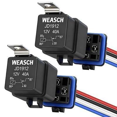 2 Pack 12V 40A Waterproof Relay Kit, with 12 AWG Harness Socket, 4 Pin SPST Heavy Duty Automotive Relay for Automotive Car Marine Boat