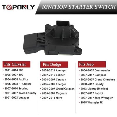 TQPONLY 924-727 Ignition Starter Switch,Compatible with Chrysler Dodge Jeep Specific Models Replaces 4685719AB 4685719AG