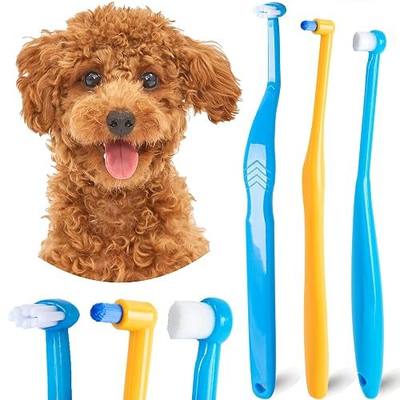 Small Dog Toothbrush, Cat & Puppy Tooth Brushing Kit, Mini Tuft Horizontal Head Teeth Brush for Kitten & Tiny Pet, Doggy Toothbrushes Deep Dental Cleaning, 3 PCS
