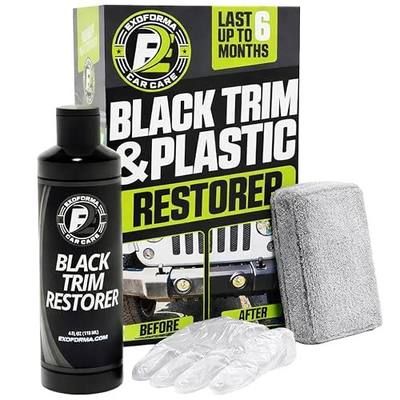 ExoForma Black Trim Restorer - Lasts 6+ Months, Dye Infused Waterproof Plastic Restorer for Cars - Perfect for Faded Bumpers, Trim & Vinyl on Jeeps, Truck Beds, Avalanches & ATVs | 4oz Kit