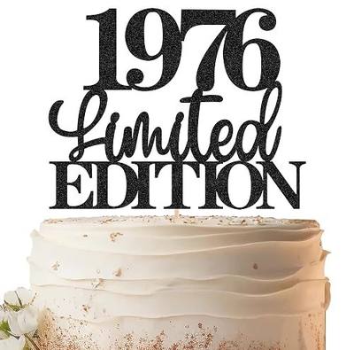 Limited EDITION 1976 Cake Topper - Black Glitter Happy 50th Birthday Party Cake Decoration Supplies, Cheer to 50 Years Cake Bunting Decor for 50th Birthday Party Photo Booth Props