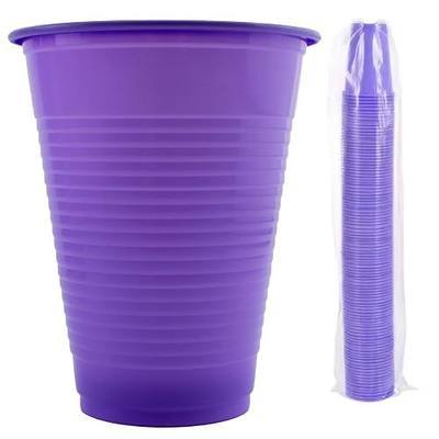 100 Pcs Disposable 5 oz Plastic Cups | Disposable Drinking Cups Multi Color | Double-Coated for Durability Embossed Grip Cups for Office Medical & Event Use | Purple