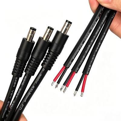 16AWG DC5525 Power Cable, 5.5mm x 2.5mm Male Barrel Plug Connector, 3.3ft DC Power Cord for CCTV Security Camera, DVR, LED Light Strip, 15A 12V/24V, 3-Pack