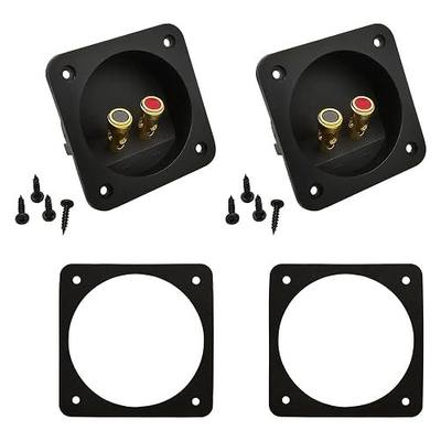 Speaker Box Terminal Cup, Professional, 3.1 Inch Double Binding Round Gold-Plated Push Spring-Loaded Jacks (2 Pack)