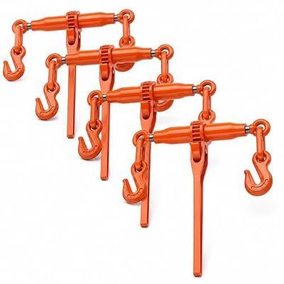 Ratchet Chain Binder 4 Pack for 5/16-3/8 Grade 70 Transport Chain | Load Binders 5400 Lbs Working Load Capacity, Heavy Duty Ratchet Type Binder Ratchet Boomer to Truck Flatbed Trailer