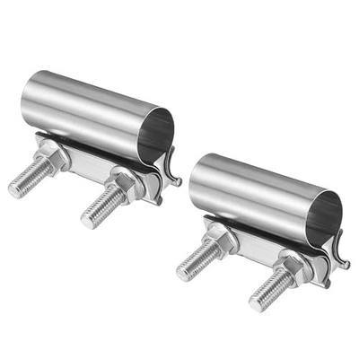 HARFINGTON 2pcs Exhaust Clamp 1.18" Stainless Steel Lap Joint Band Clamp Exhaust Pipes Connection with M10x54 Screws for Car Muffler Elbow Pipes