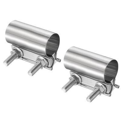 HARFINGTON 2pcs Exhaust Clamp 1.57" Stainless Steel Lap Joint Band Clamp Exhaust Pipes Connection with M10x54 Screws for Car Muffler Elbow Pipes