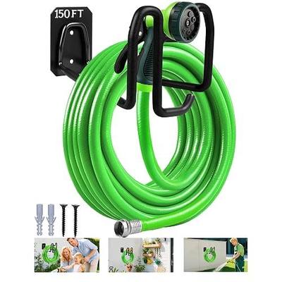 Garden Hose Holder Wall Mount Water Hose Holders for Outside | Metal Hose Hanger with Hook Heavy Duty Garden Hose Reel for Outside Yard Lawn Storage