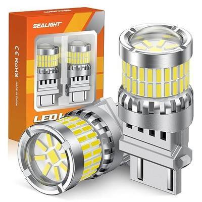 SEALIGHT Reverse Light Bulbs, 3157 LED Bulb White, 700% Brighter 3156 3057 4157 4114 LED Bulb 57-SMD LED Chipset with Projector Len for Brake Light, DRL, Backup Light, Pack of 2