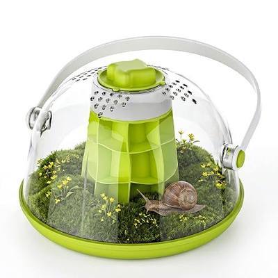 Round Transparent Snail Terrarium Kit, Small Animal Carrier with Removable Base, Portable Bug Observation Box for Outdoor Exploration, Educational Insect Habitat for Kids