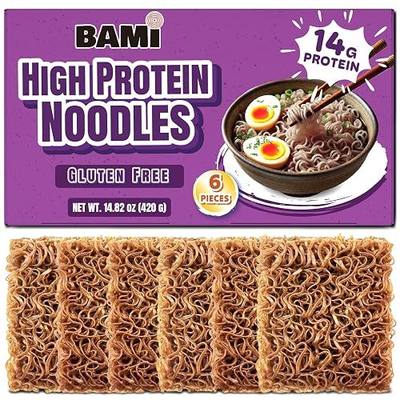High Protein Ramen noodles (14g) high protein noodles. Gluten free ramen noodle (6 packs) healthy low sodium plain noodle.